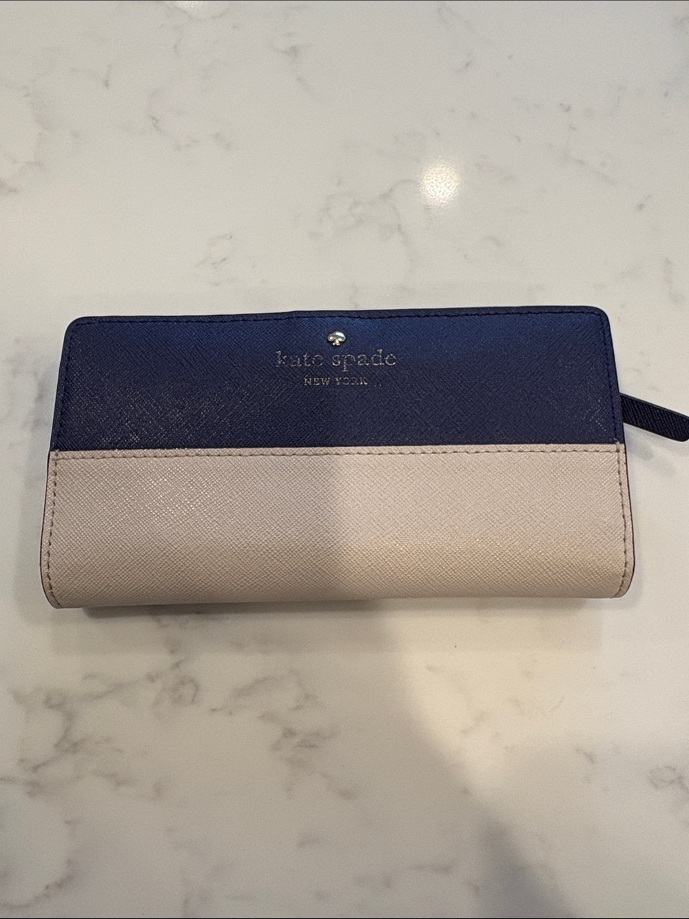 kate spade purple and cream two-tone zip wallet